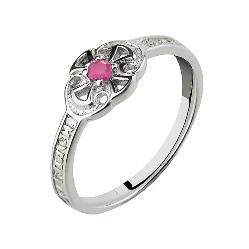 фото Кольцо corde кольцо "спаси и сохрани" с натуральным рубином. к43-014р_16,0 серебро, 925 проба, родирование, рубин, размер 16, серебряный, розовый