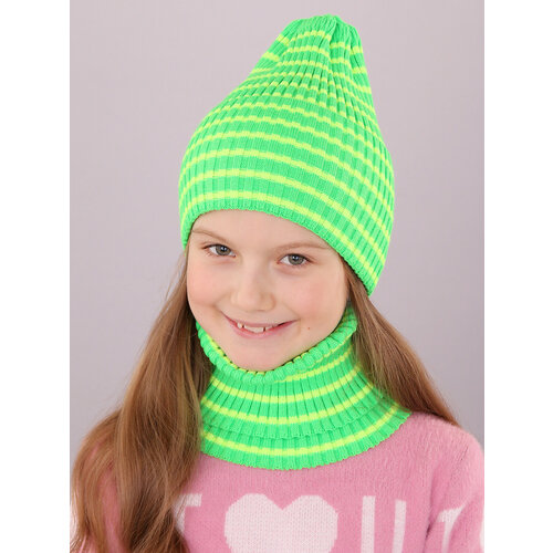 фото Шапка бини поляярик, размер 52-54, желтый, зеленый