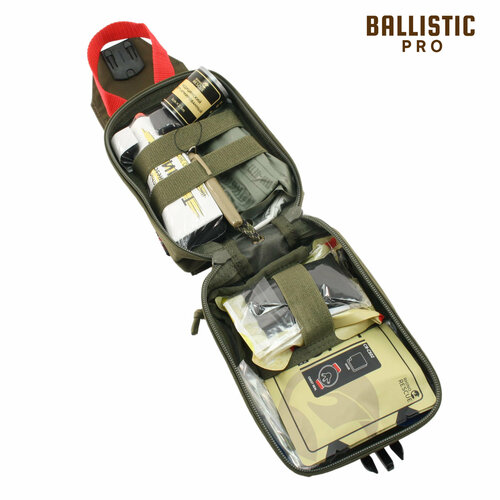 Спортивная аптечка BALLISTIC pro (11 предметов) зеленая