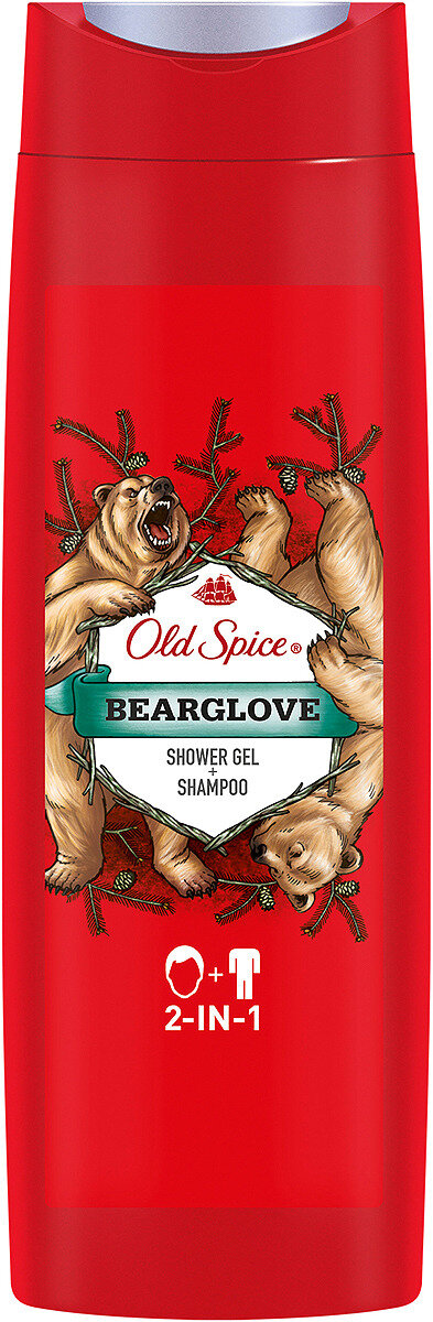 Old Spice Гель для душа и шампунь 2в1 Bearglove, Дикий аромат, 400 мл