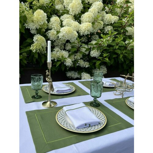 Комплект салфеток салфетки под тарелки салфетки сервировочные подарочный набор на 4 персоны темно-зеленый 5900₽