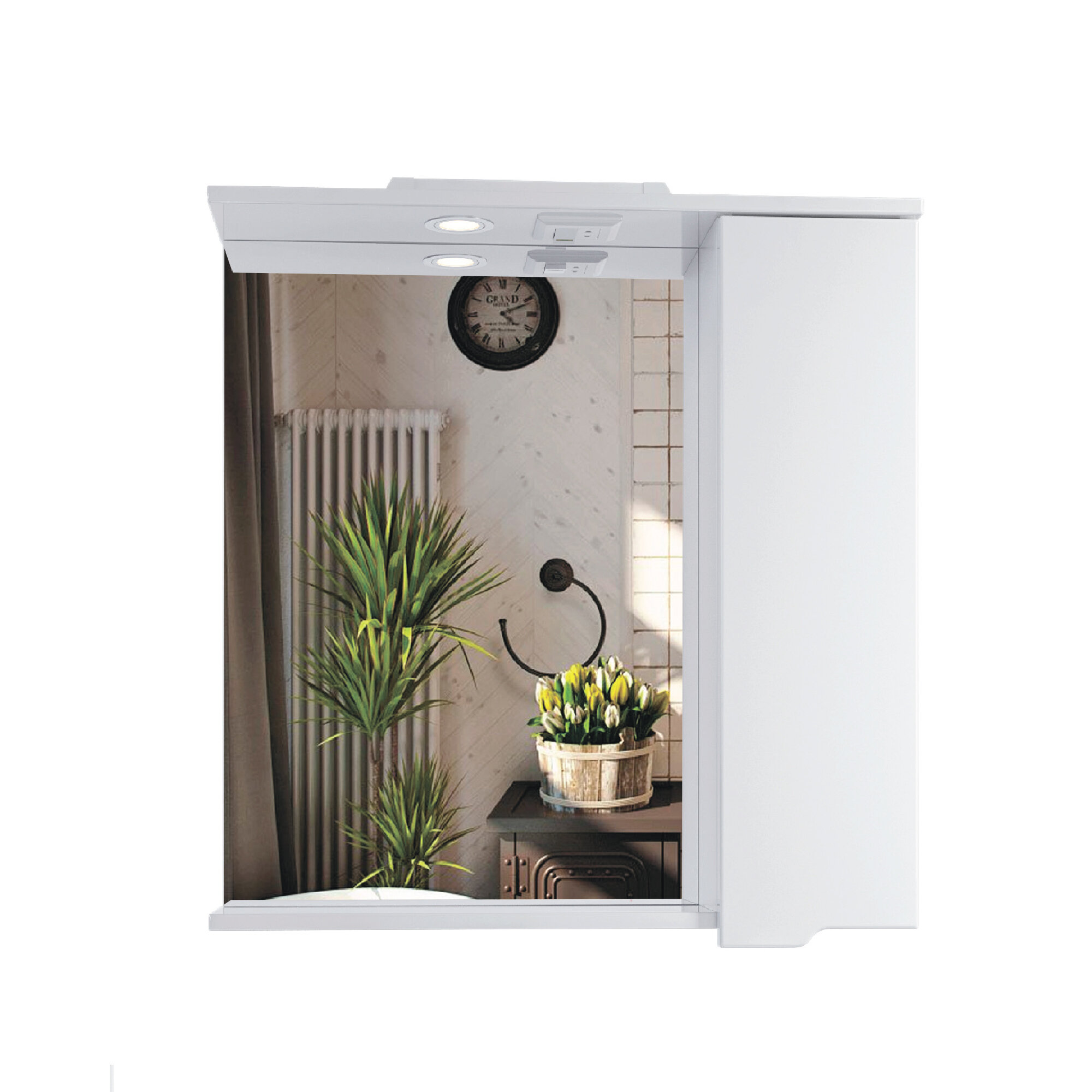 фото Зеркальный шкаф подвесной SanStar Лайн 70 для ванной комнаты белый