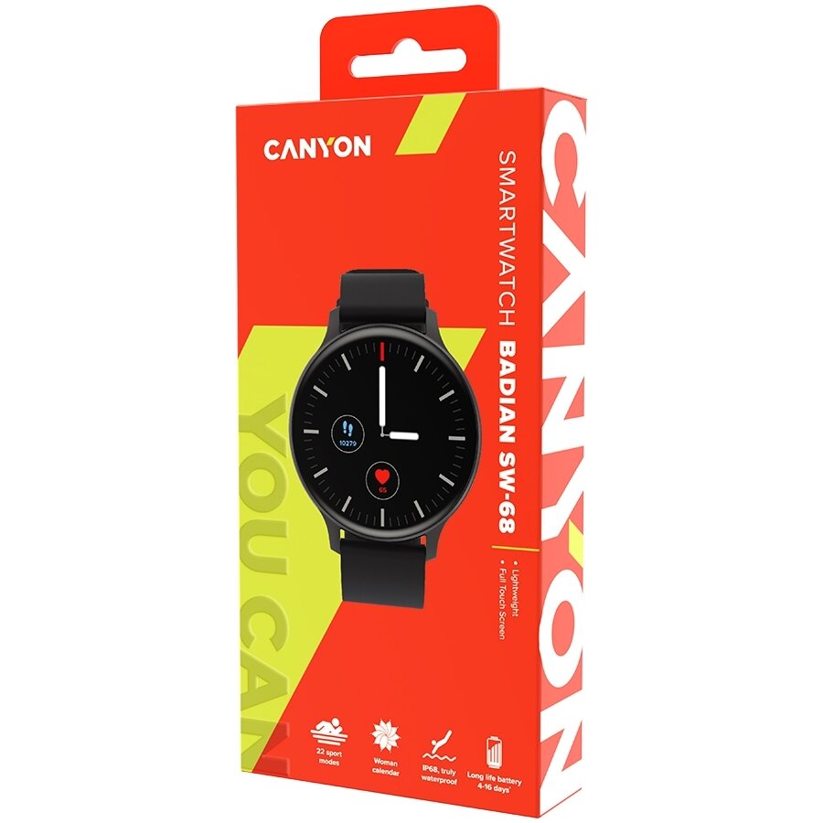 Умные часы CANYON Badian SW-68 CNS-SW68BB черный - фото №5