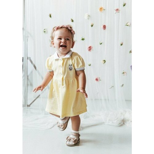 фото Платье зайка, хлопок, однотонное, размер 80, желтый