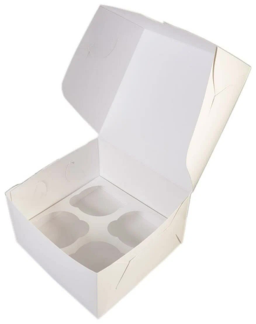 Упаковка для капкейков 4 ячейки Белая