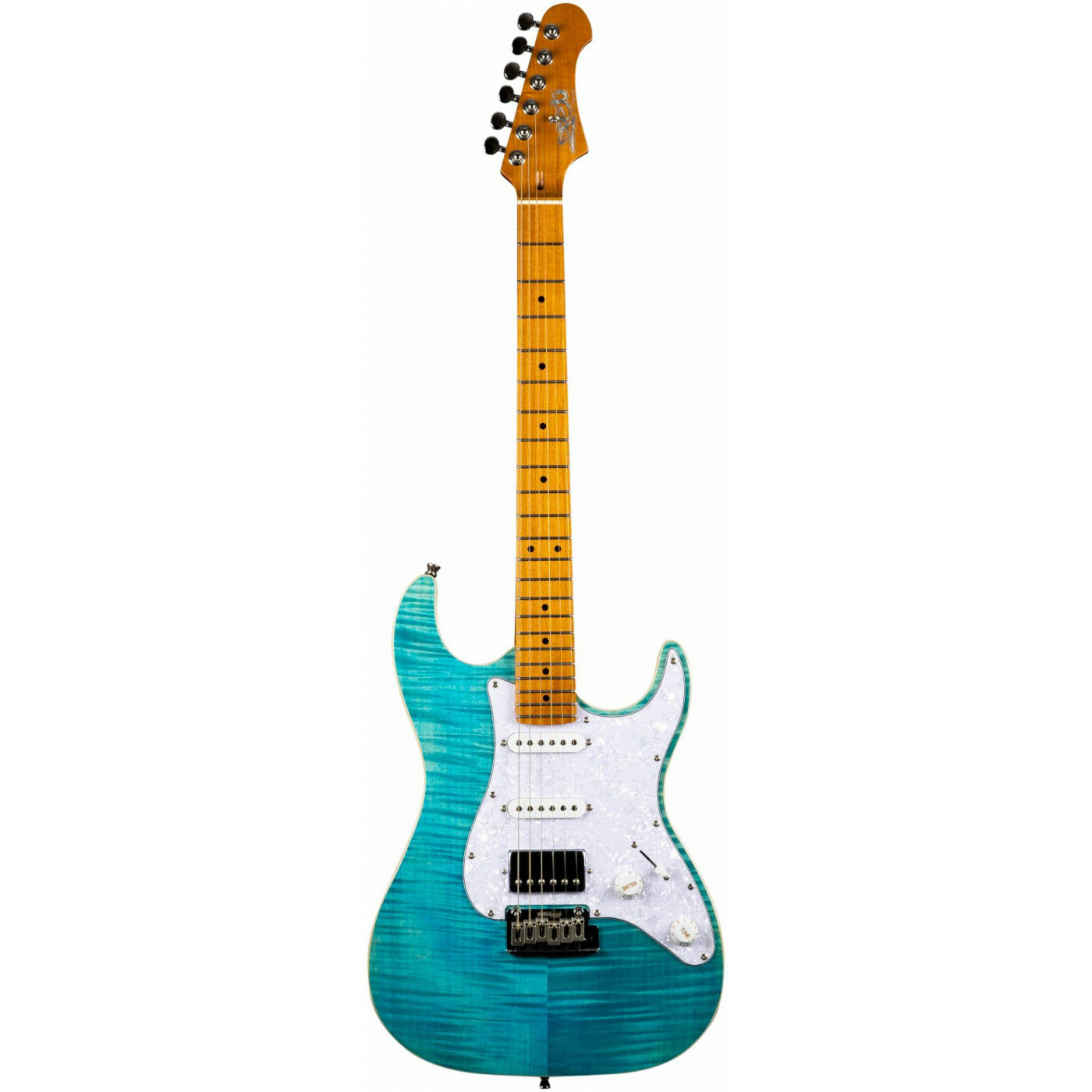 Электрогитара JET JS-450 OBL, Stratocaster, топ из волнистого клена, синий
