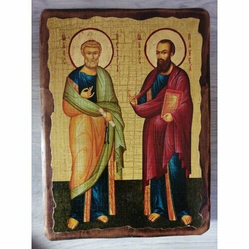 Икона Петр и Павел апостолы под старину (17 х 23 см), арт IDR-2214