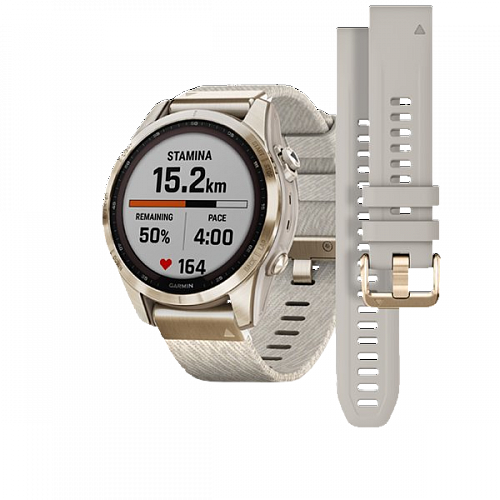 Garmin Fenix 7S Sapphire Solar титановый кремовый с нейлоновым ремешком 13699000₽