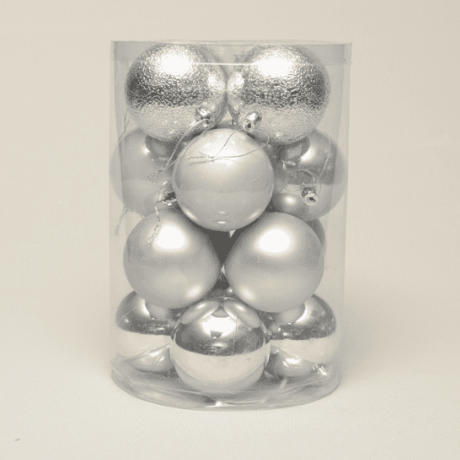 Набор шаров 8 см (16 шт, 3 вида), цвет серебро