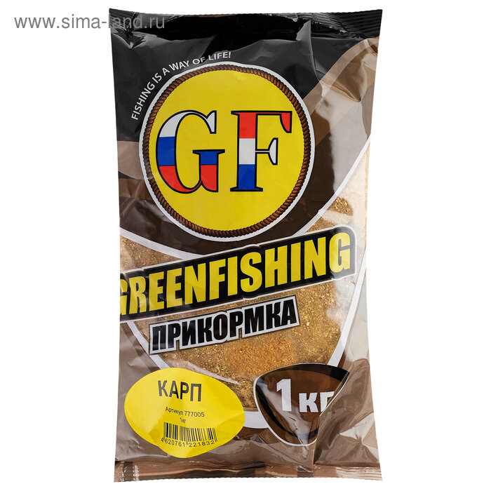 Прикормка Greenfishing GF карп 1кг, слива + МЕД, желтый