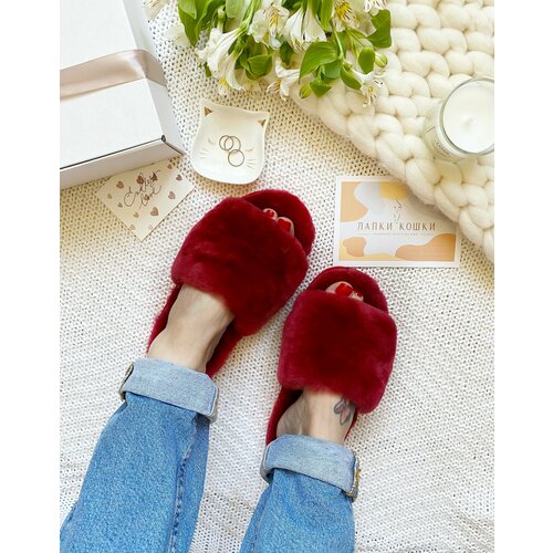 фото Тапочки лапки кошки, размер 39, красный