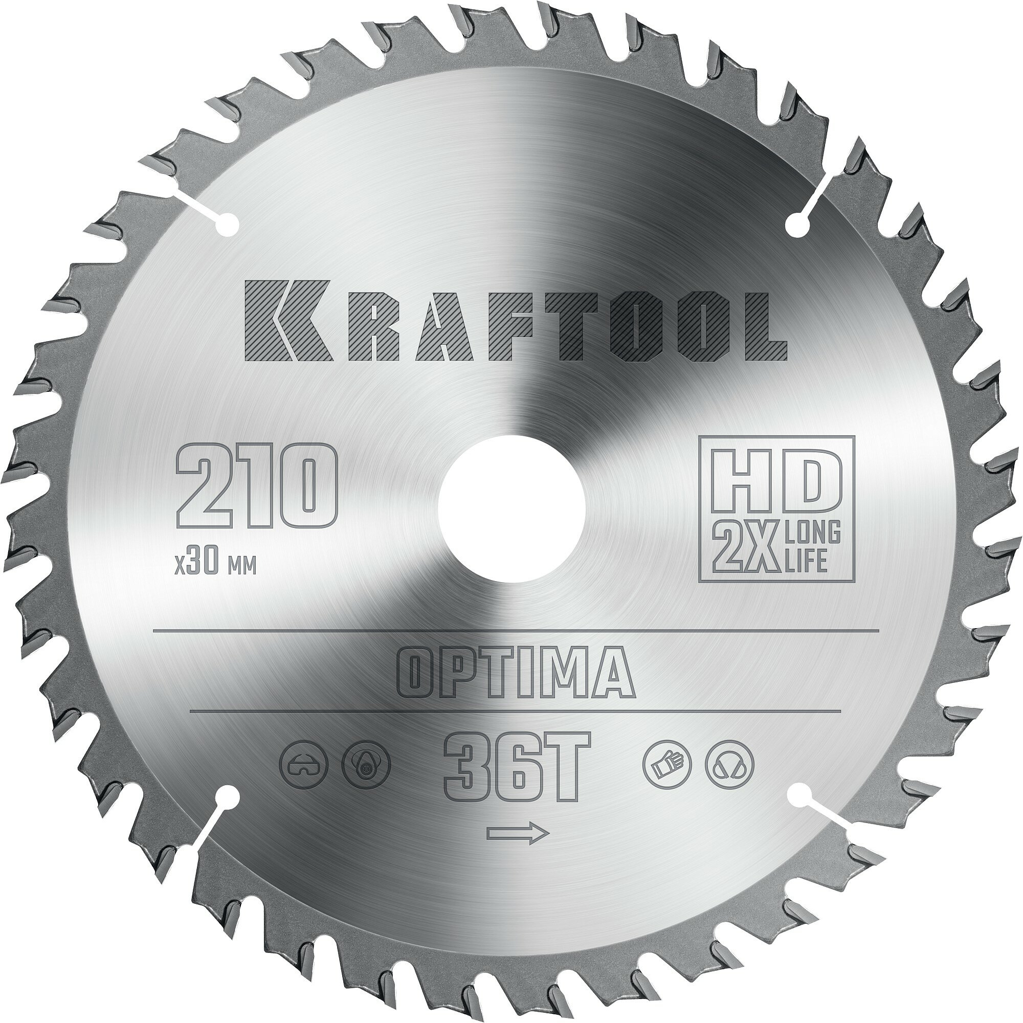 KRAFTOOL Optima 210х30мм 36Т, диск пильный по дереву (36951-210-30)