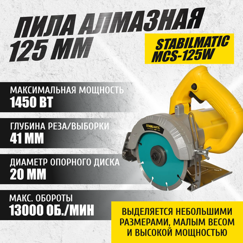 Пила алмазная плиткорез STABILMATIC MCS-125W (дисковая)