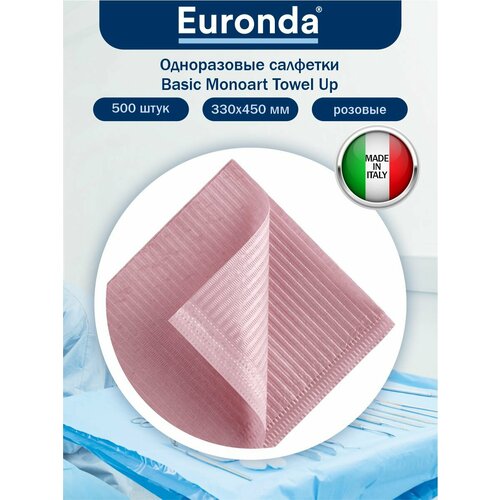 Одноразовые салфетки Basic/Premium Monoart Towel Up розовый 500 шт.