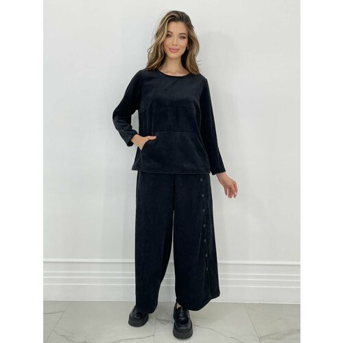 Костюм Lenara, повседневный стиль, оверсайз, размер 54/56, черный