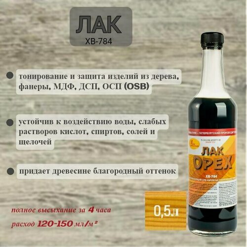 Изображение товара Лак для дерева ХВ-784 Орех 0,5л