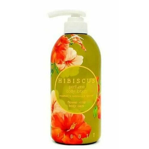 Jigott Лосьон для тела Hibiscus Perfume Body Lotion, парфюмированный, с экстрактом гибискуса, 500 мл. лосьон для тела jigott лосьон для тела хризантема chrysanthemum perfume body lotion 500 мл