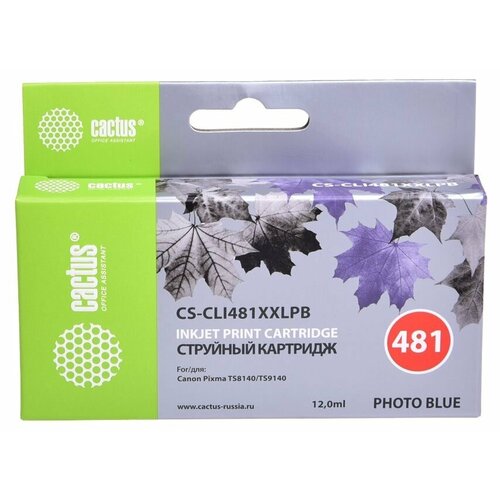 Картридж струйный Cactus CS-CLI481XXLPB фото голубой (12мл) для Canon Pixma TS8140/TS9140 картридж струйный cactus cs cli451c для canon pixma ip7240 голубой 1 шт