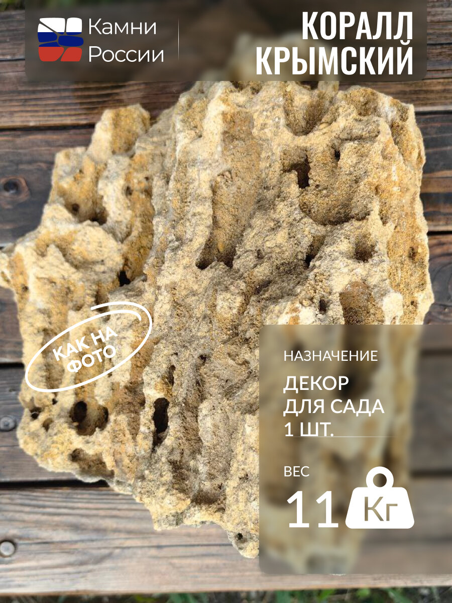 Камень декоративный для сада, Крымский коралл,1 шт,11 кг