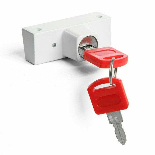 Замок накладной блокирующий для пластиковых окон тундра 001WW 2 ключа белый 650₽