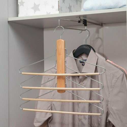 LaDо́m Плечики-вешалки органайзер для одежды LaDо́m, 4х-уровневая, светлое дерево сорт А, 41×38 см