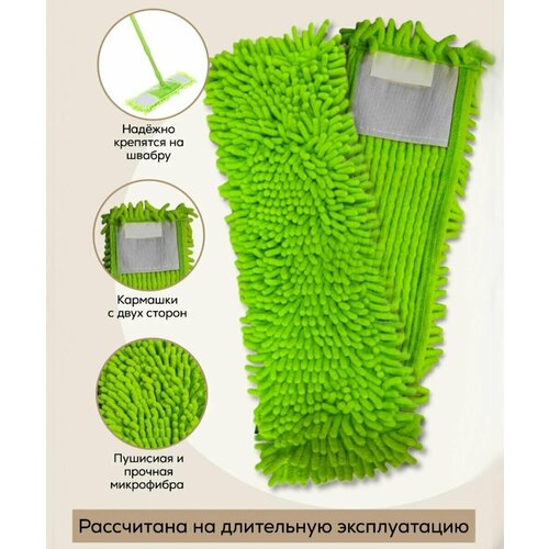 Набор 2 штуки сменные насадки для швабры / Good Ideas/ тряпки для мытья пола и уборки / 10 * 40 см / микрофибра , цвет рандом