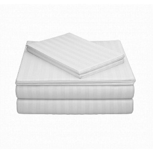 Ткань для белья Сатин Страйп Белый Премиум ширина полотна 240 см. 100% хлопок отб.240log-1