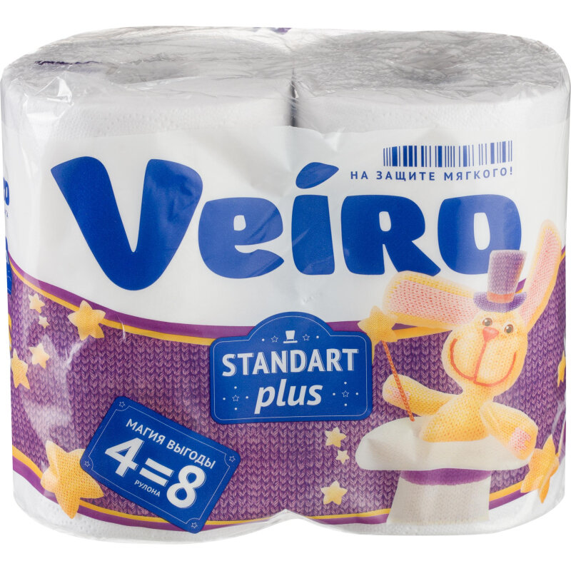 Туалетная бумага двухслойная Veiro Standart Plus 4 рулона Linia Veiro - фото №11