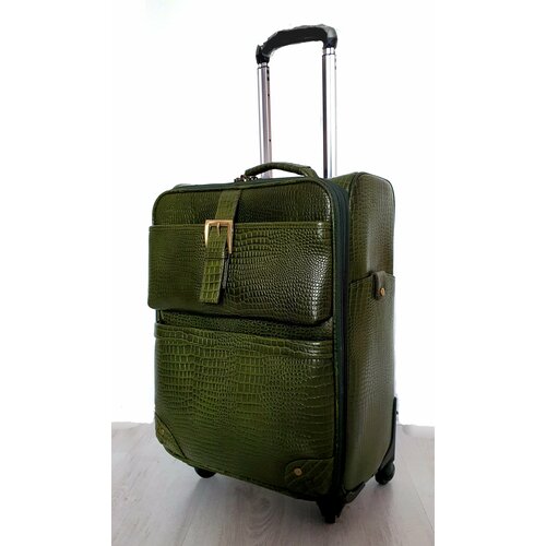 Умный чемодан Black Buffalo Bags, натуральная кожа, 40 л, зеленый