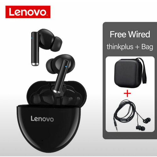 TWS-наушники Lenovo HT06 с поддержкой Bluetooth 5,1 и шумоподавлением/сумка и проводные наушники в подарок
