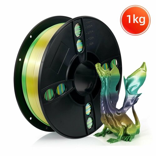 1kg Разноцветная Silk-PLA пластика радужный лесной 1.75 мм 1кг. KINGROON