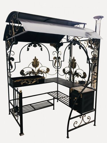 Изображение товара Мангал-беседка Август Gold с печью, стационарный, 154 * 154 * 240 см