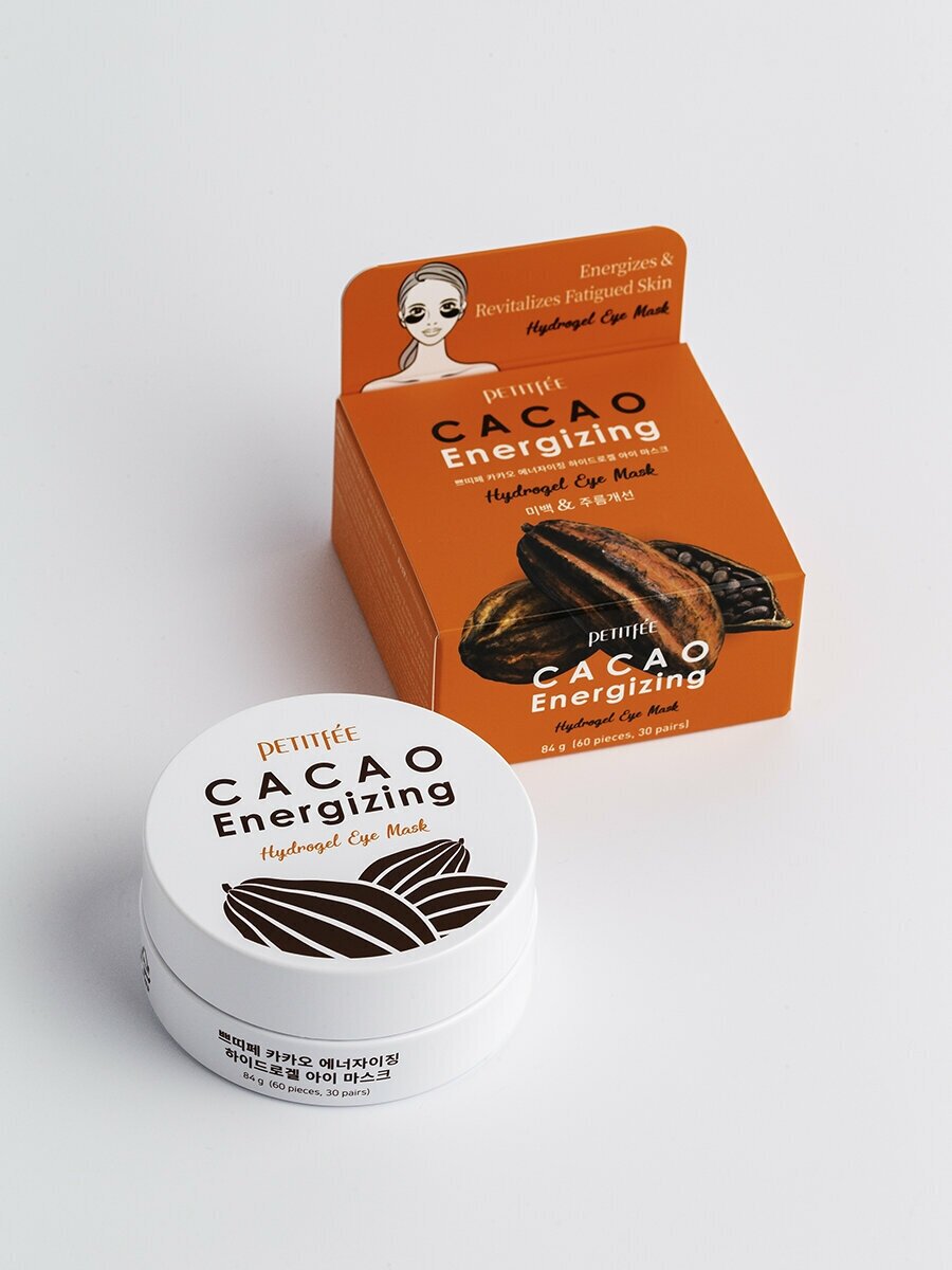 Изображение PETITFEE Корейские гидрогелевые патчи для глаз какао Cacao Energizing Hydrogel Eye Mask, 60 шт
