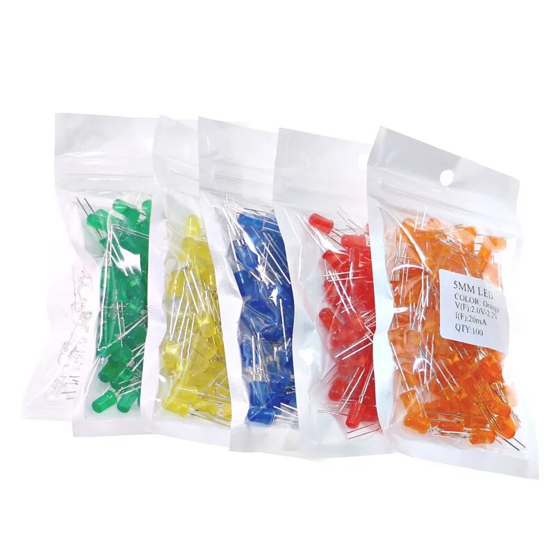 Светодиодные диоды 5 мм набор в ассортименте, 100pcs Orange