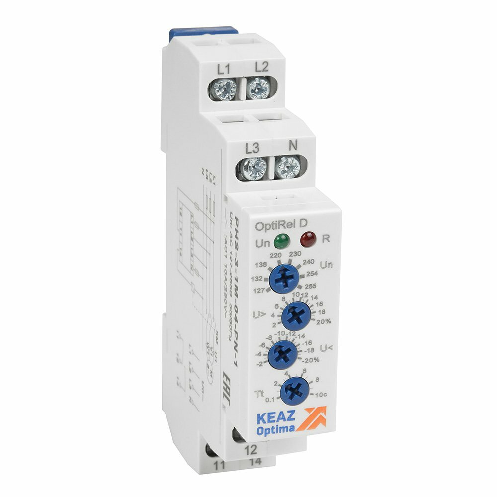 КЭАЗ Реле контроля фаз OptiRel D PHS-3-1M-05-PP-1 повышенного/пониженного асимметрии 3Ф 1СО, 331990