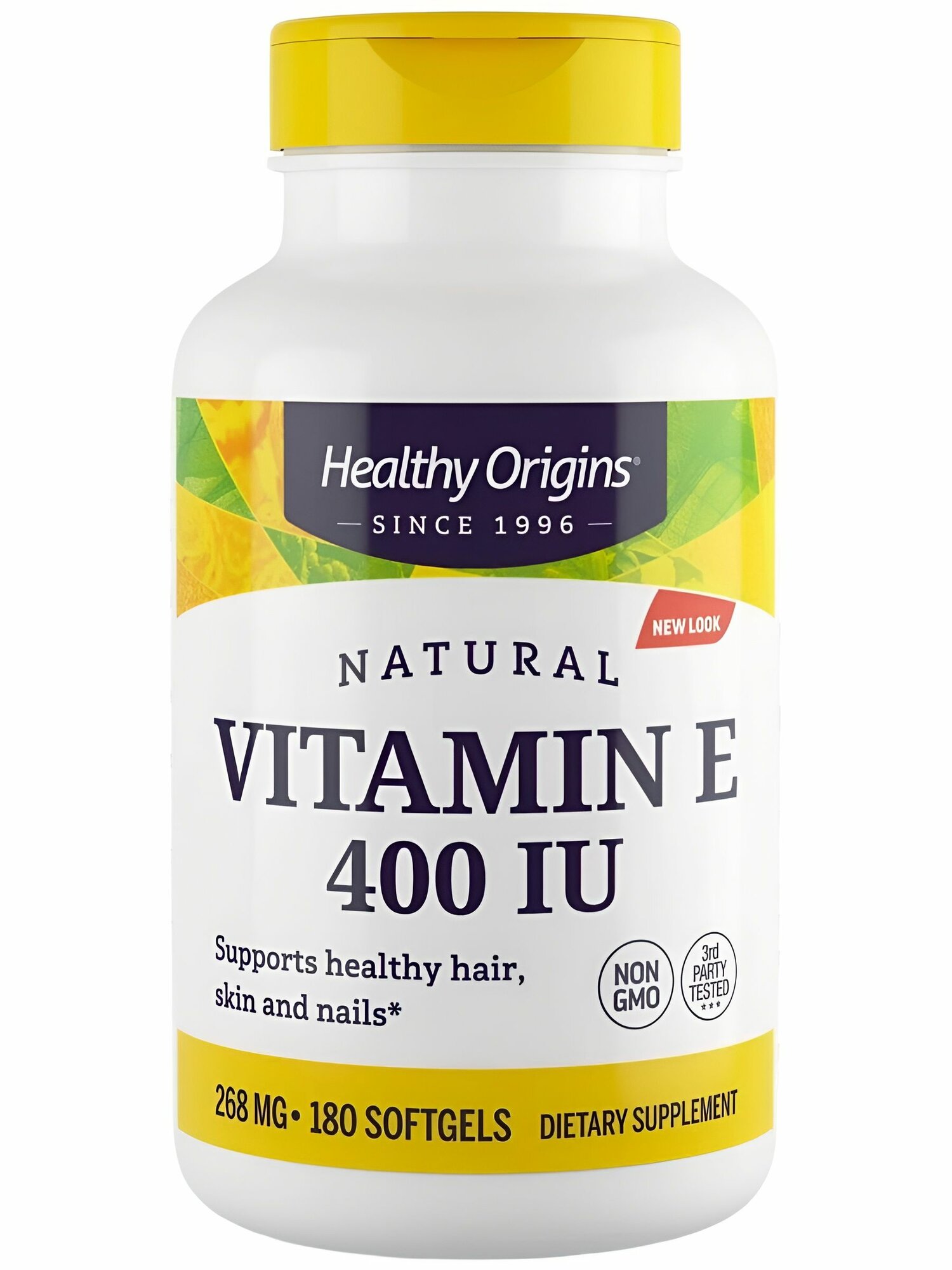Витамин Е Healthy Origins 400 МЕ 180 капсул, мощный антиоксидант, для кожи