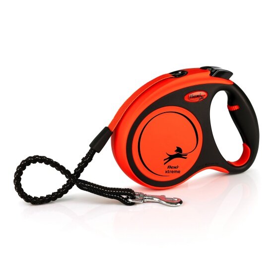 Поводок-рулетка Flexi Xtreme tape M, 5м, 35 кг, черно-оранжевый — фото 1