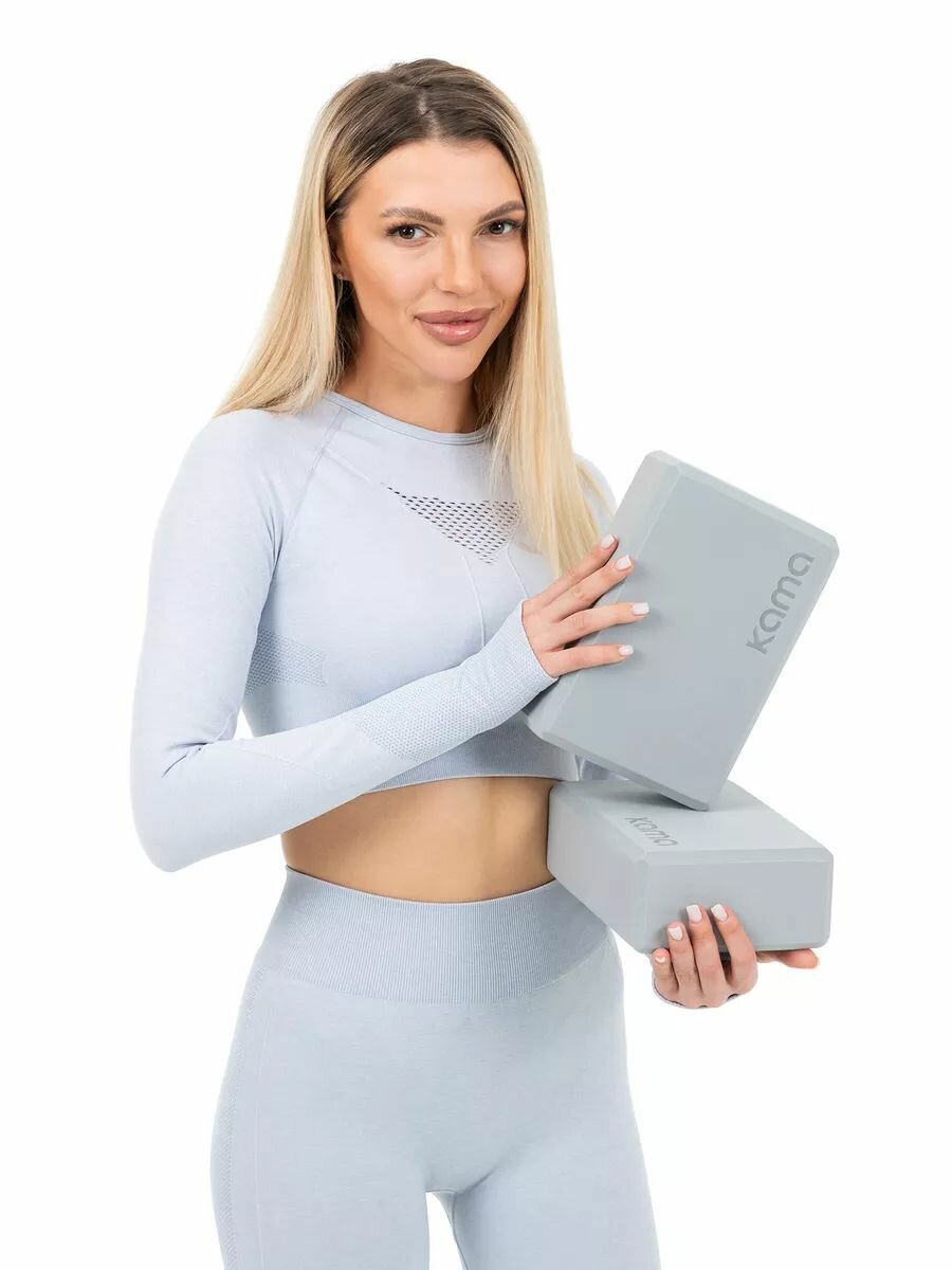 Блоки для йоги и фитнеса, Kama, 2 шт, серые — фото 1