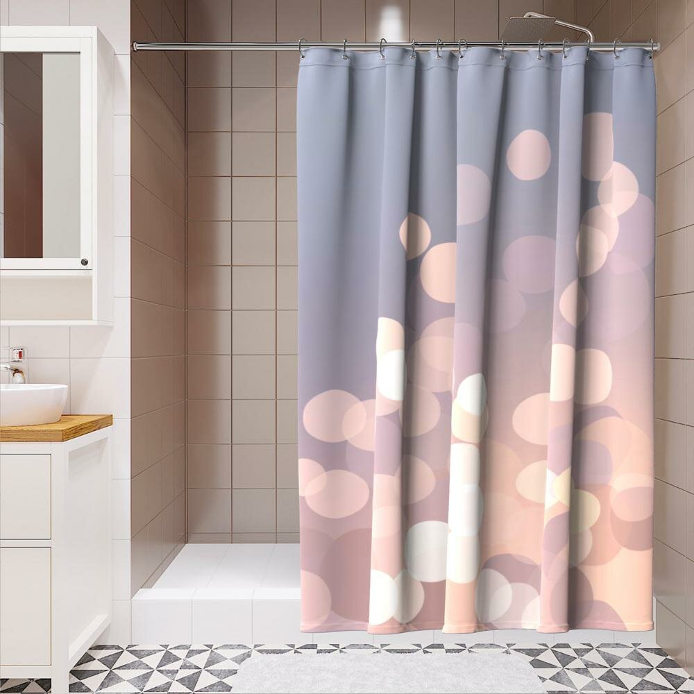 Штора для ванной Lemer Loritani 180x200 см полиэстер цвет розовый/серый