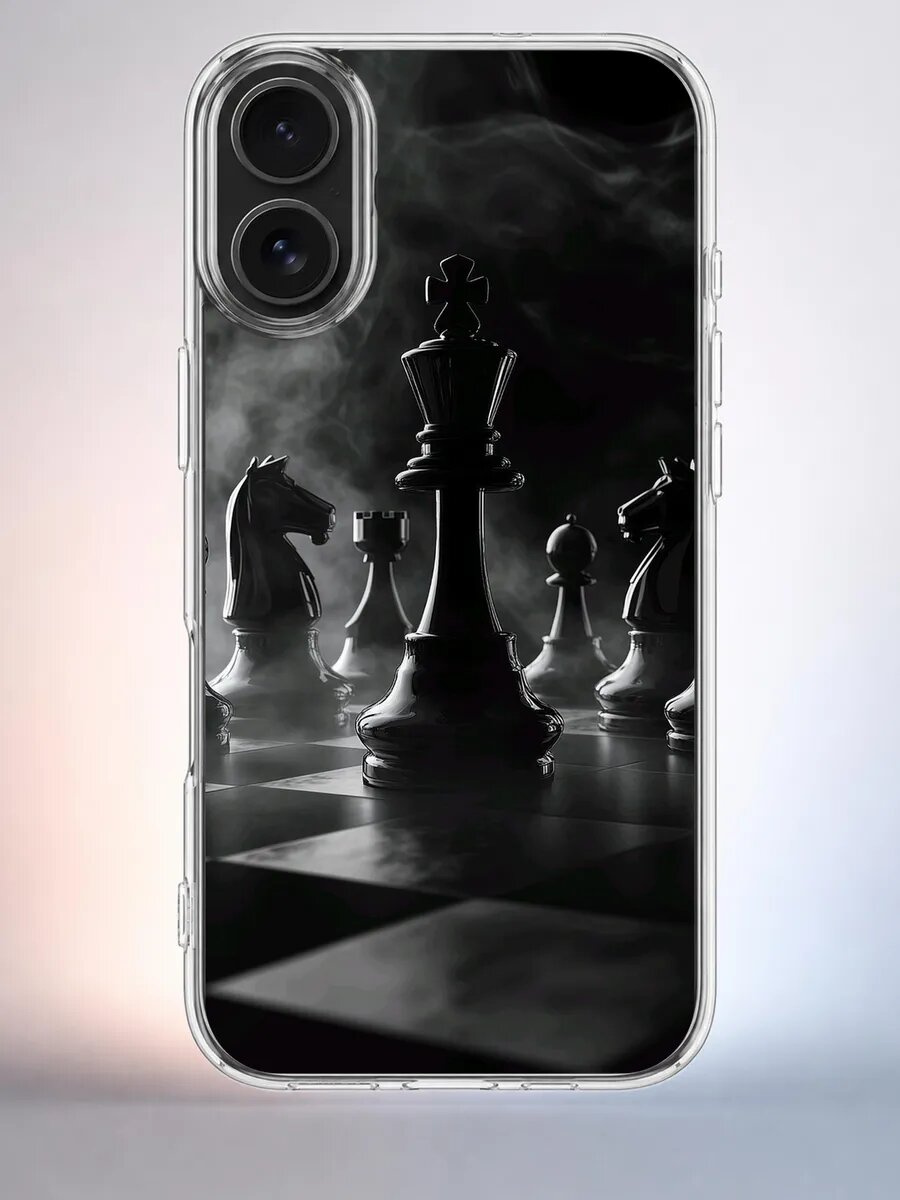 Чехол iPhone 16 Шахматный король силиконовый прозрачный