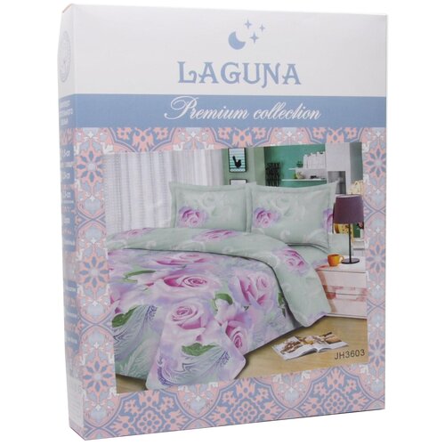 фото Постельное белье 2-спальное laguna 5799221 (jh3603), полисатин, голубой/розовый