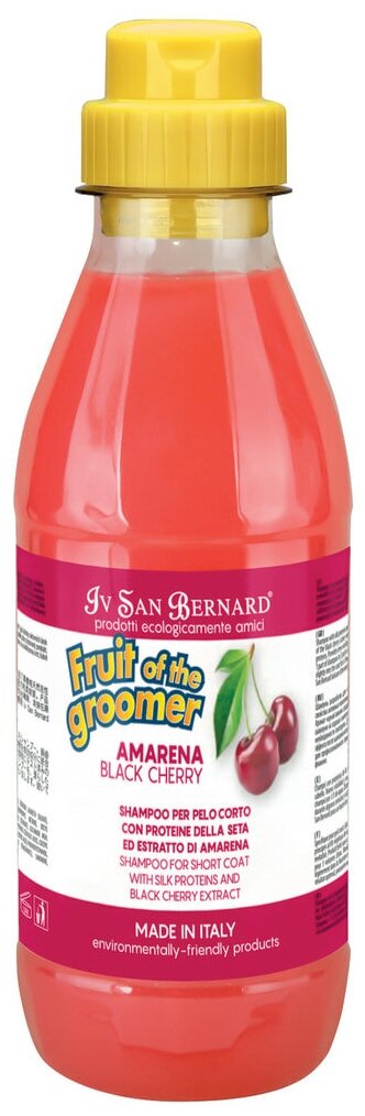 Iv San Bernard Fruit of the Grommer Black Cherry Шампунь для короткой шерсти с протеинами шелка, 1л
