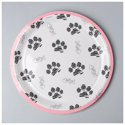 фото Тарелка бумажная «котики», 23 см, набор 6 шт. нет бренда