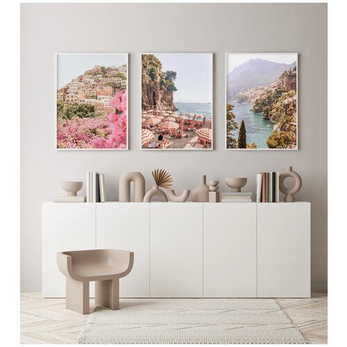 фото Набор из 3х интерьерных постеров 40 см х 30 см - "греция home poster