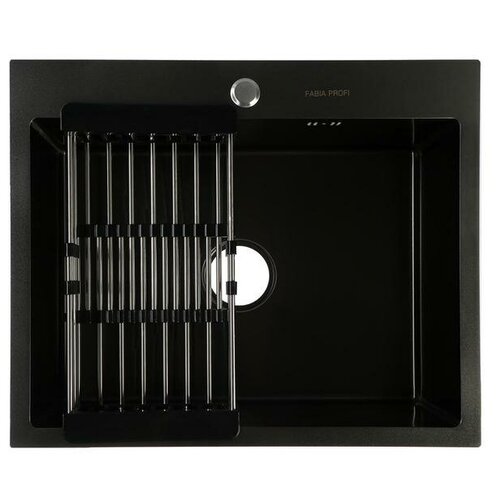 Fabia Profi Мойка FABIA PROFI, 60х50 см, графит, врезная, S = 3,0 и 0,8 мм, сифон с переливом + корзина