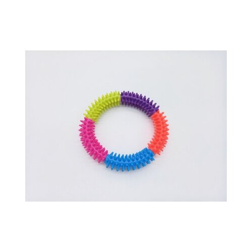 HomePet игрушка для собак Кольцо с шипами, разноцветное 15,3 см