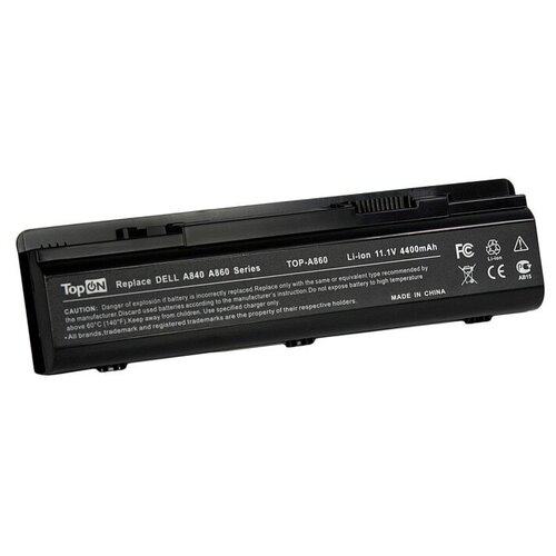 фото Аккумулятор для ноутбука dell inspiron 1410, vostro 1014, 1015, a840, a860 series. 11.1v 4400mah 49wh. pn: r988h, g069h topon