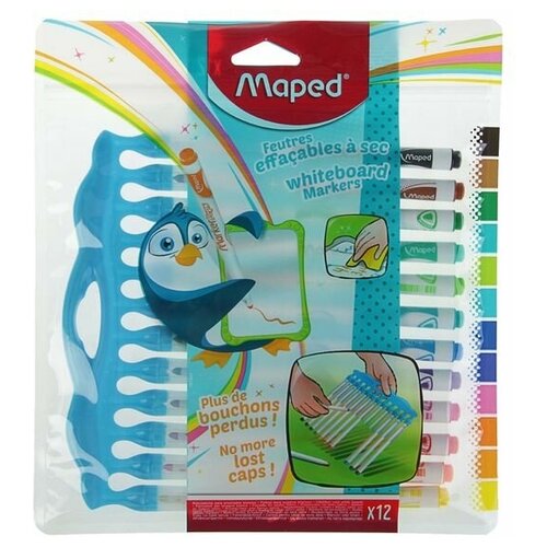 фото Набор маркеров для доски 12 цветов 1.5 мм, maped marker peps innovatio, футляр на молнии 2593111 yandex market