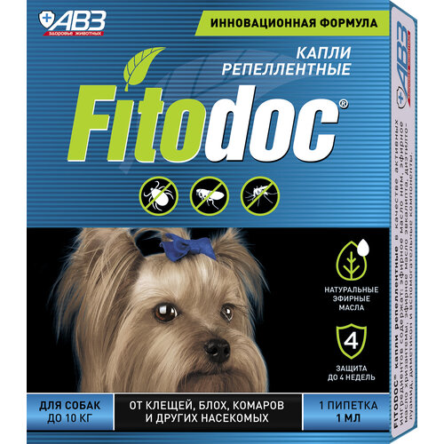 АВЗ Fitodoc капли репеллентные для собак до 10 кг 1 шт. в уп., 1 уп. авз fitodoc капли репеллентные для собак от 10 до 25 кг 1 шт в уп 4 уп