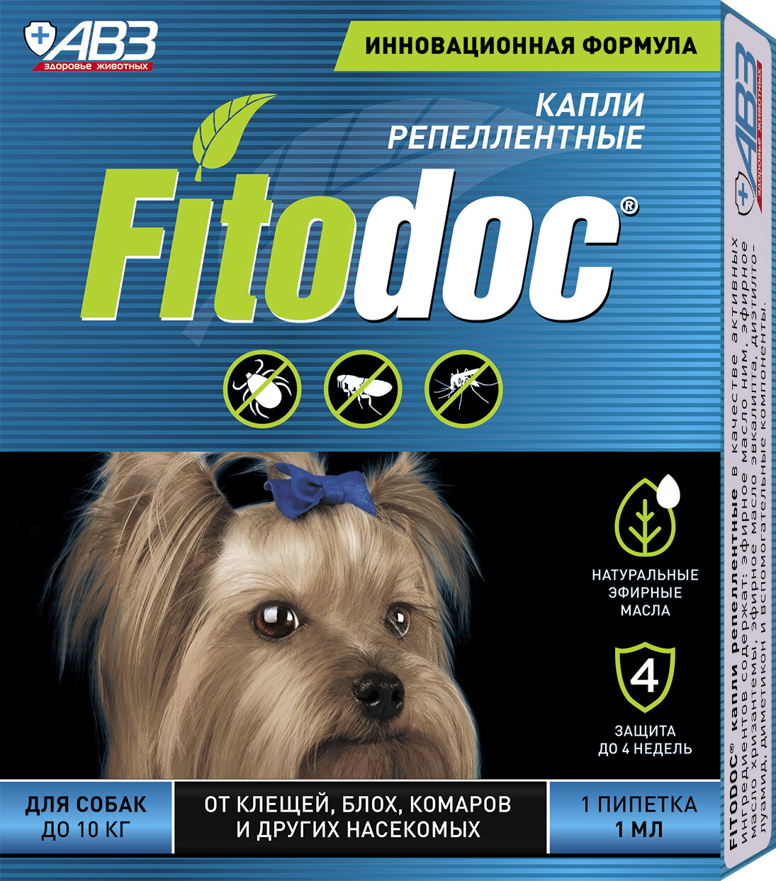 АВЗ  Fitodoc капли репеллентные для собак до 10 кг 1 шт. в уп., 1 уп.